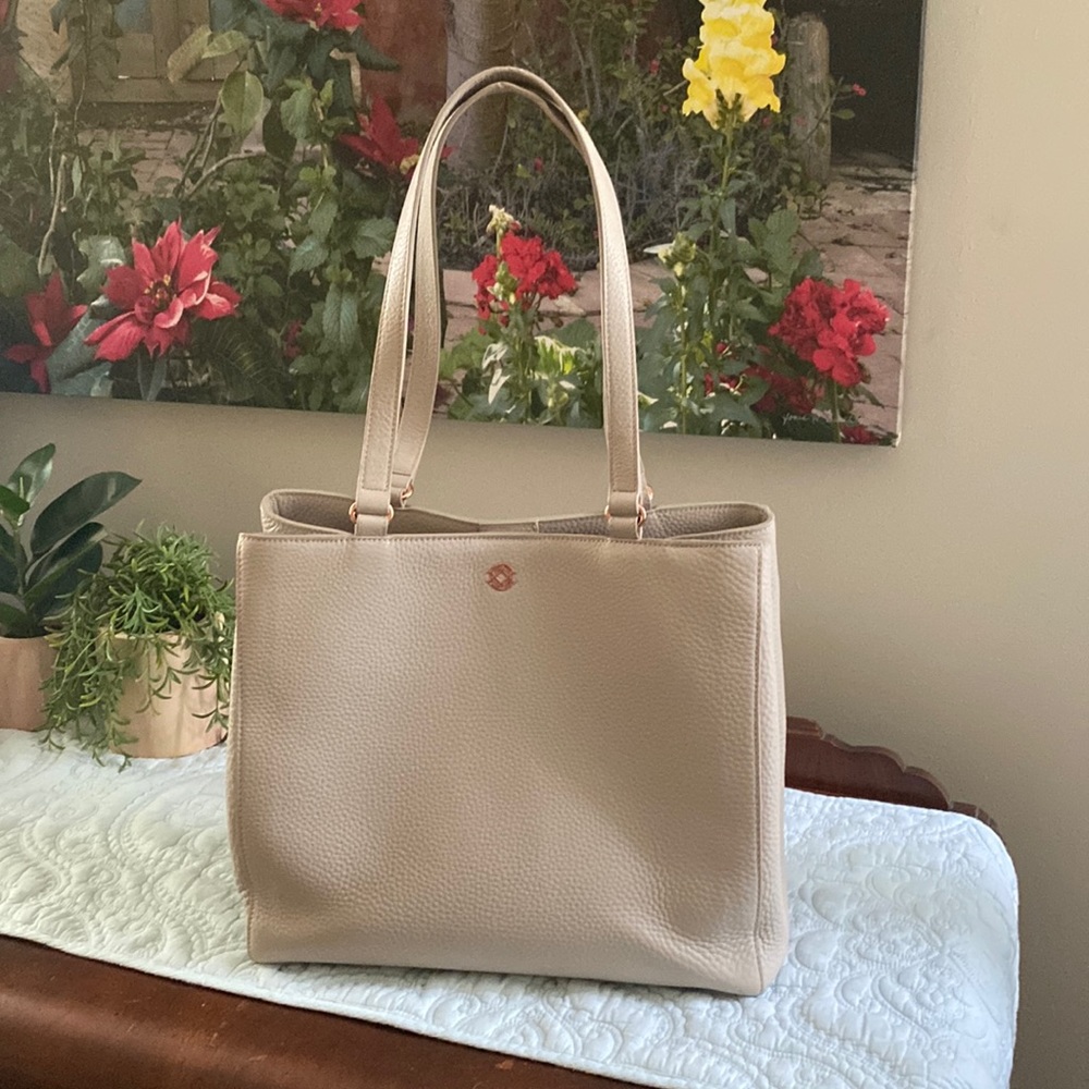 Allyn Leather Tote - Medium, Bone